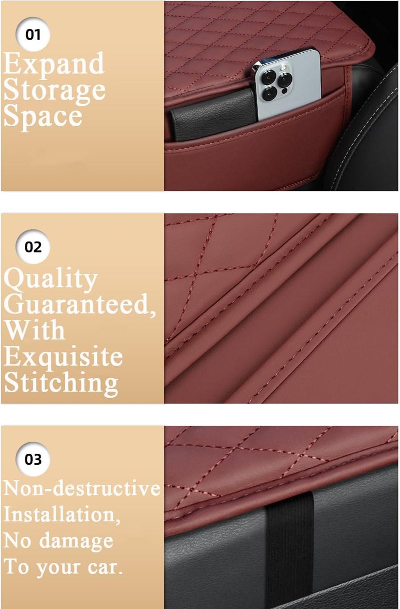 Myston Upgraded Car Center Console Cover, Leather Armrest Cushion Pad with 2 Storage Bags, Microfiber Soft Waterproof Seat Box Cover Protector, Car Interior Decor Accessories Fit for Most Cars, Vehicles - Image 5